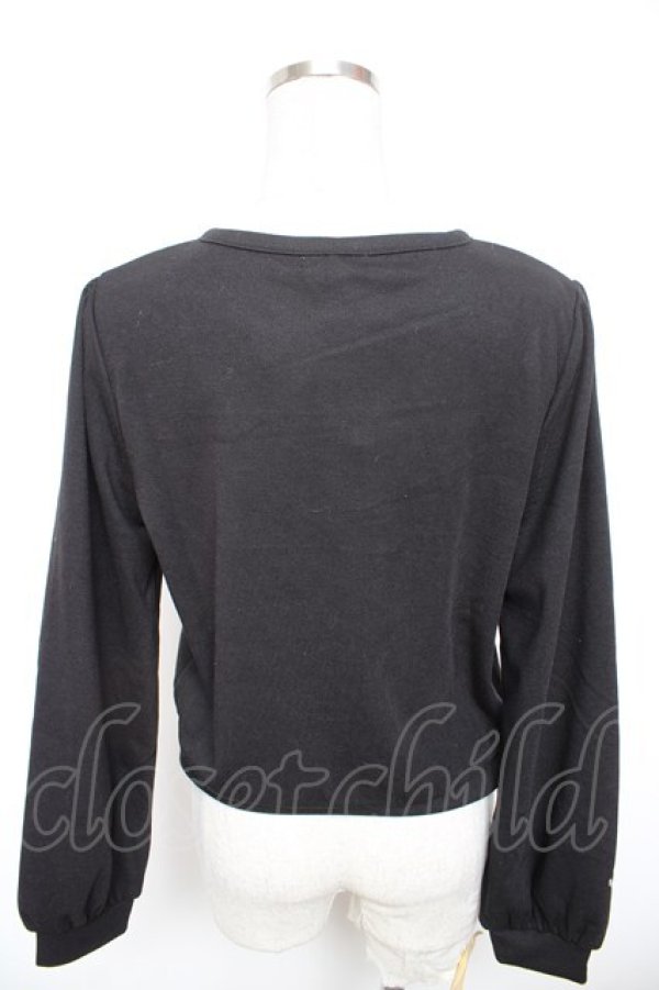 画像2: axes femme / 袖口×胸元ネコ刺繍カットカーディガン F 黒 Y-26-01-18-034-AX-TO-SZ-ZY (2)