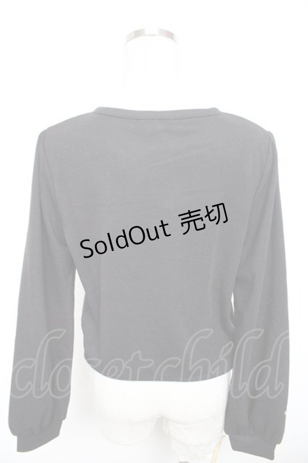 画像2: axes femme / 袖口×胸元ネコ刺繍カットカーディガン F 黒 Y-26-01-18-034-AX-TO-SZ-ZY (2)