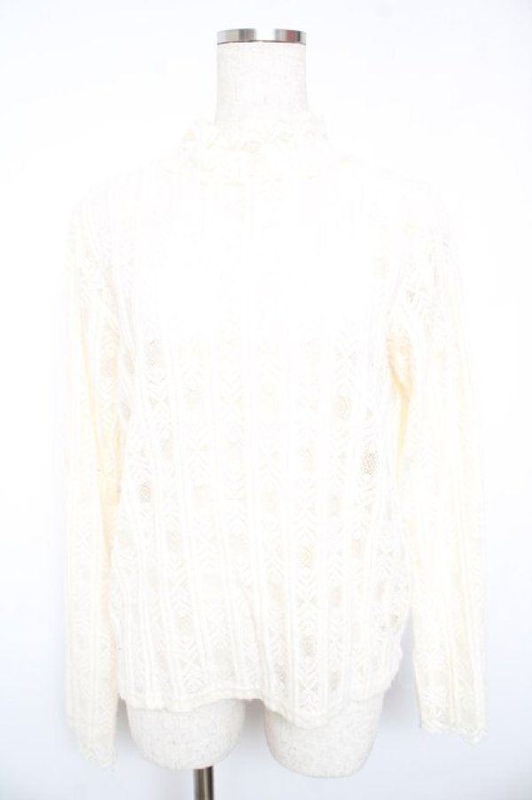 画像1: axes femme / 起毛ストライプリーフ柄プルオーバー F 生成り Y-26-01-18-037-AX-TO-SZ-ZY (1)