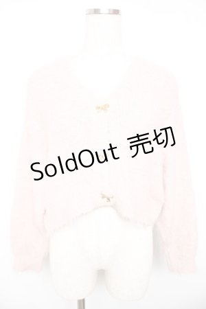 画像: F i.n.t / リボン釦フェザーニットカーディガン F ピンク Y-26-01-18-038-CA-TO-SZ-ZY