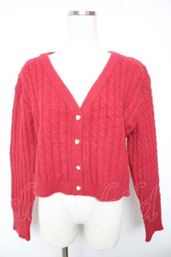 画像1: F i.n.t / ハート釦ケーブルニットカーディガン F レッド Y-26-01-18-039-CA-TO-SZ-ZY (1)