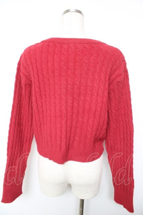 画像2: F i.n.t / ハート釦ケーブルニットカーディガン F レッド Y-26-01-18-039-CA-TO-SZ-ZY (2)
