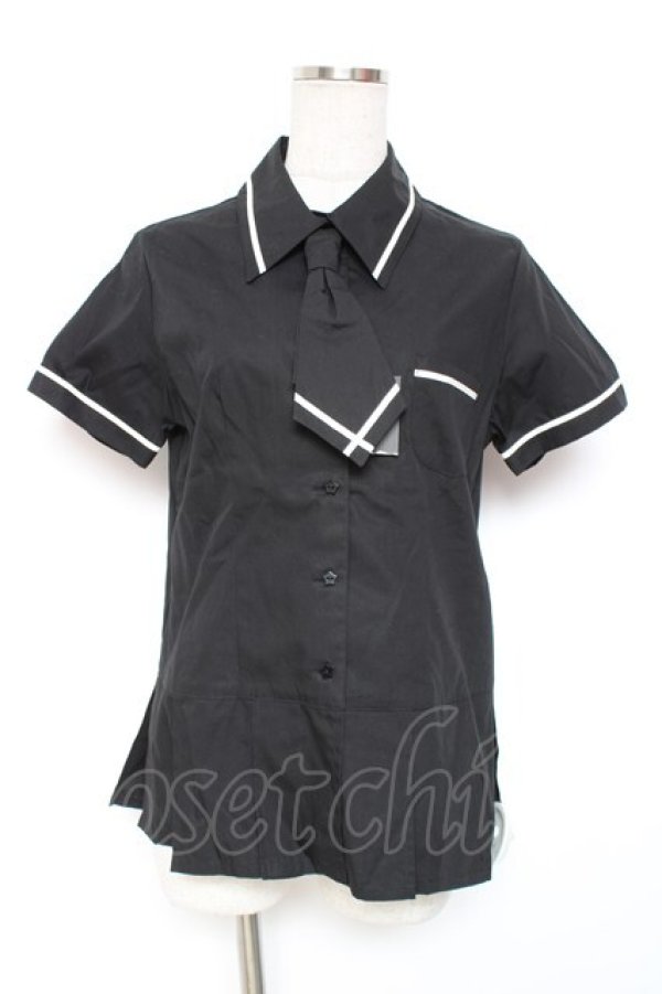 画像1: PEACE NOW / 裾プリーツマリンブラウス M 黒 Y-26-01-20-029-PU-BL-SZ-ZY (1)