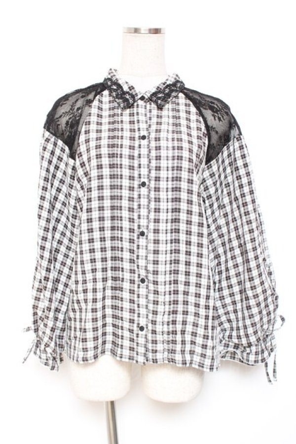 画像1: axes femme POETIQUE / 肩レースデザインパフ袖ブラウス  黒 Y-26-01-20-004-AX-TO-SZ-ZY (1)