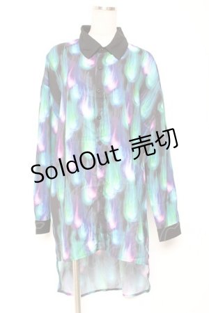 画像: Drug Honey / 幻影鬼炎柄テールカットシャツ  黒 Y-26-01-20-031-PU-BL-SZ-ZI