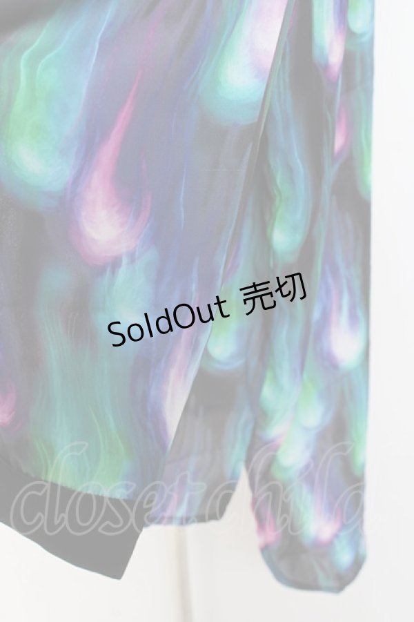 画像4: Drug Honey / 幻影鬼炎柄テールカットシャツ  黒 Y-26-01-20-031-PU-BL-SZ-ZI (4)