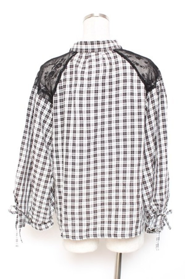 画像2: axes femme POETIQUE / 肩レースデザインパフ袖ブラウス  黒 Y-26-01-20-004-AX-TO-SZ-ZY (2)