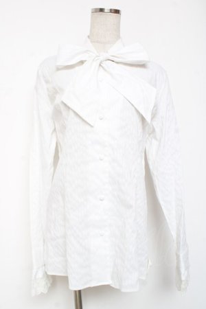 画像: MIHO MATSUDA / ボウタインスタンドカラーブラウス L ホワイト Y-26-01-20-036-GO-BL-SZ-ZI