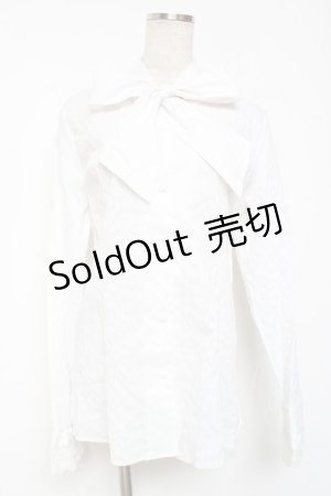 画像: MIHO MATSUDA / ボウタインスタンドカラーブラウス L ホワイト Y-26-01-20-036-GO-BL-SZ-ZI