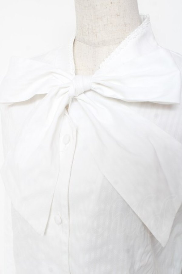 画像4: MIHO MATSUDA / ボウタインスタンドカラーブラウス L ホワイト Y-26-01-20-036-GO-BL-SZ-ZY (4)