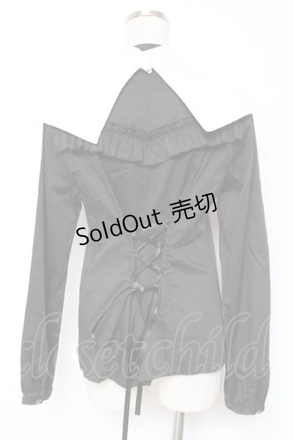 画像2: ALGONQUINS / つけ襟付きフリルブラウス M 黒 Y-26-01-20-037-AL-BL-SZ-ZI (2)