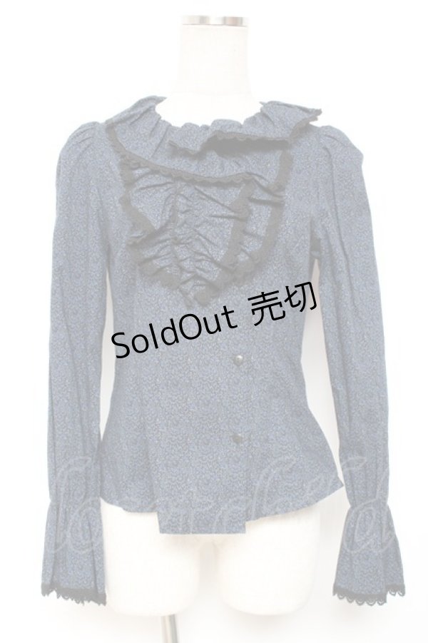 画像1: Moi-meme-Moitie / 小花柄アシンメトリーフリルブラウス 2 ブルー Y-26-01-20-038-MO-BL-SZ-ZY (1)