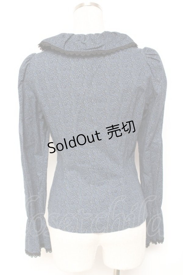 画像2: Moi-meme-Moitie / 小花柄アシンメトリーフリルブラウス 2 ブルー Y-26-01-20-038-MO-BL-SZ-ZY (2)