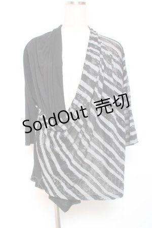 画像: ALGONQUINS / ボーダー切替ボレロ F 黒×グレー Y-26-01-20-051-AL-TO-SZ-ZI