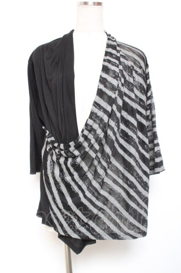 画像1: ALGONQUINS / ボーダー切替ボレロ F 黒×グレー Y-26-01-20-051-AL-TO-SZ-ZY (1)