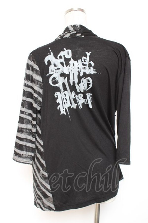 画像2: ALGONQUINS / ボーダー切替ボレロ F 黒×グレー Y-26-01-20-051-AL-TO-SZ-ZY (2)