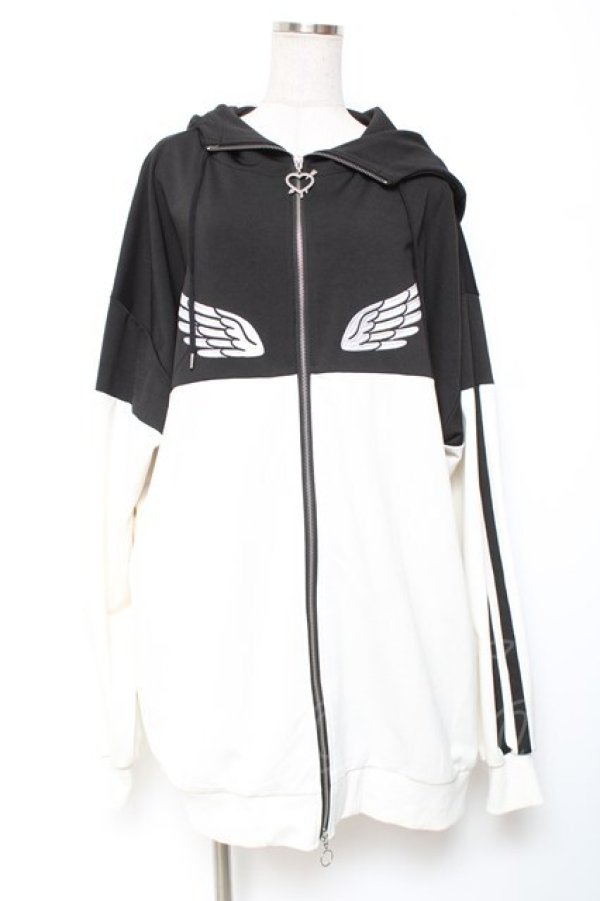 画像1: LISTEN FLAVOR / ヘヴンリージャージパーカー  黒×白 Y-26-01-20-054-PU-TO-SZ-ZY (1)