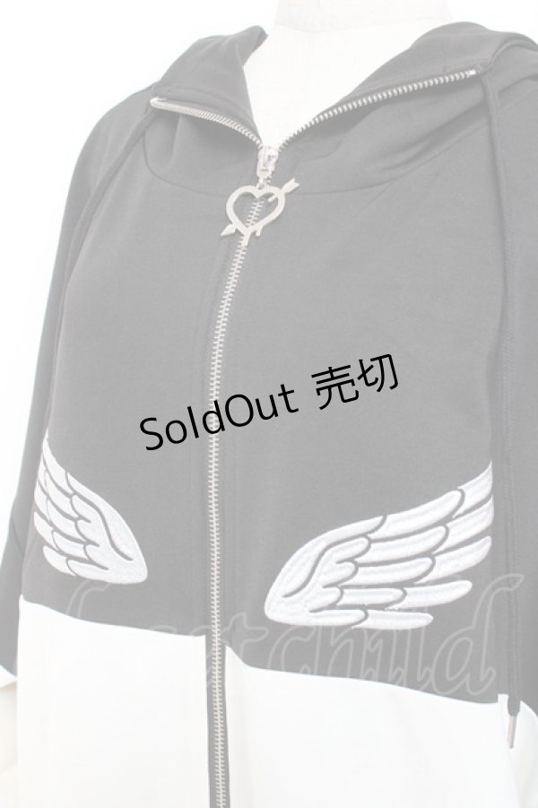 画像4: LISTEN FLAVOR / ヘヴンリージャージパーカー  黒×白 Y-26-01-20-054-PU-TO-SZ-ZI (4)