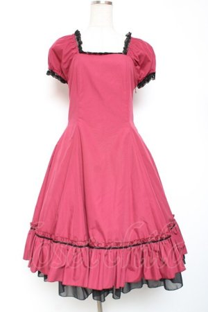 画像: ATELIER PIERROT / 付け襟パフスリーブワンピース  ワイン Y-26-01-20-058-EL-OP-AS-ZI