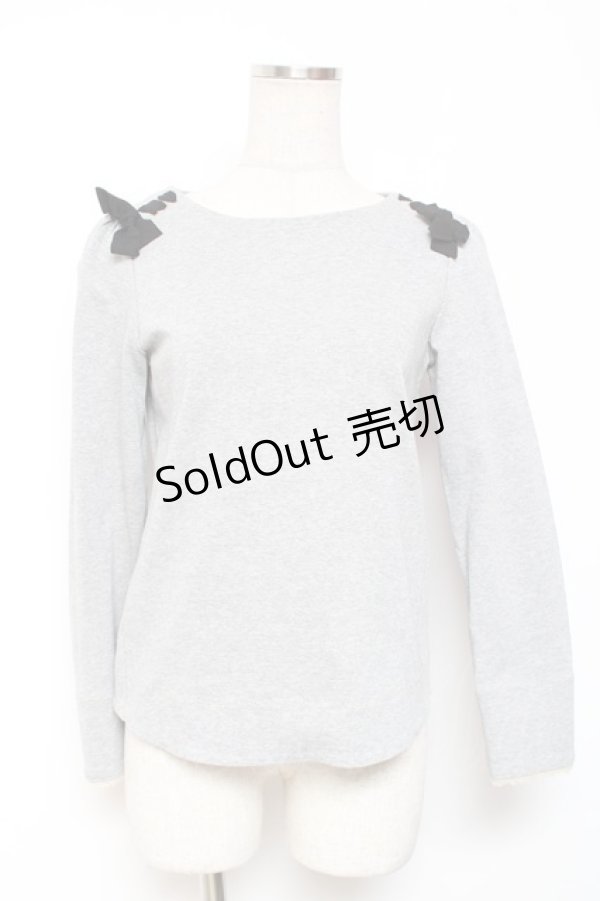 画像1: franche lippee black / 肩リボンプルオーバー M グレー Y-26-01-20-007-LO-TO-SZ-ZI (1)