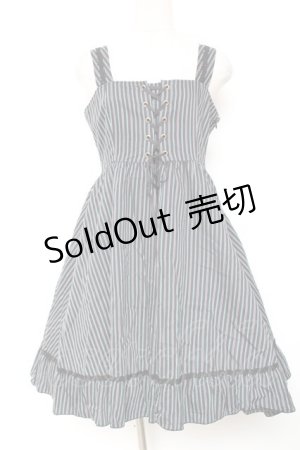 画像: MIHO MATSUDA / 胸元レースアップジャンパースカート M ネイビー Y-26-01-20-062-GO-OP-SZ-ZI