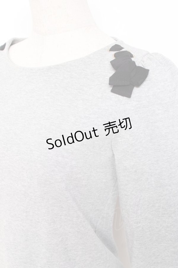 画像3: franche lippee black / 肩リボンプルオーバー M グレー Y-26-01-20-007-LO-TO-SZ-ZI (3)