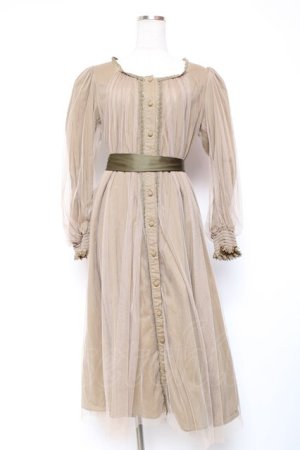 画像: Vallee lys / ソフトチュールブラウスワンピース  カーキ Y-26-01-20-063-GO-OP-SZ-ZI