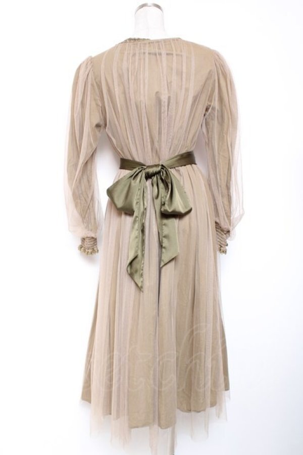 画像2: Vallee lys / ソフトチュールブラウスワンピース  カーキ Y-26-01-20-063-GO-OP-SZ-ZY (2)