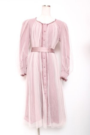 画像: Vallee lys / ソフトチュールブラウスワンピース  ピンク Y-26-01-20-064-GO-OP-SZ-ZI