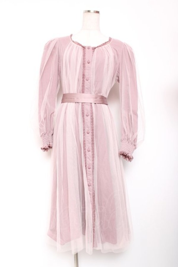 画像1: Vallee lys / ソフトチュールブラウスワンピース  ピンク Y-26-01-20-064-GO-OP-SZ-ZY (1)