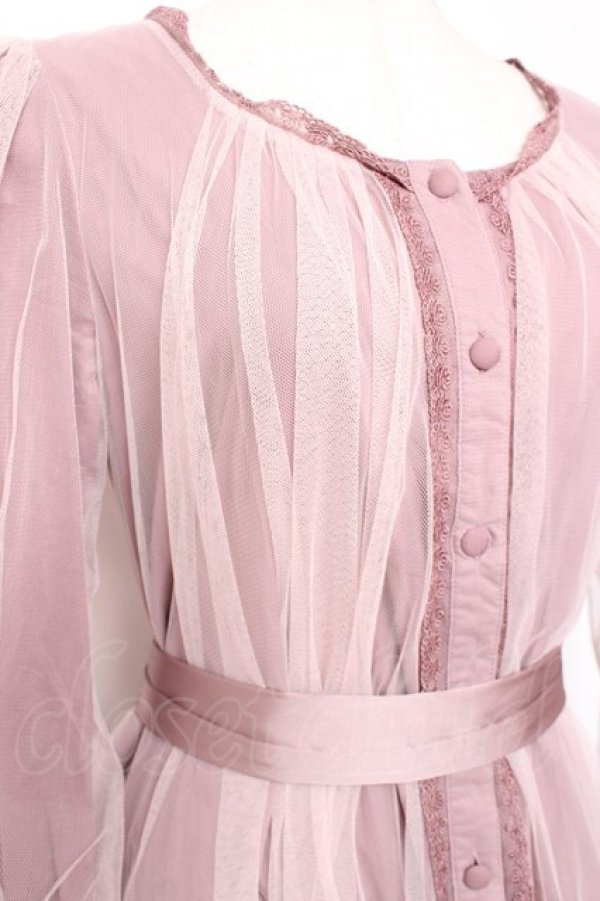 画像4: Vallee lys / ソフトチュールブラウスワンピース  ピンク Y-26-01-20-064-GO-OP-SZ-ZY (4)