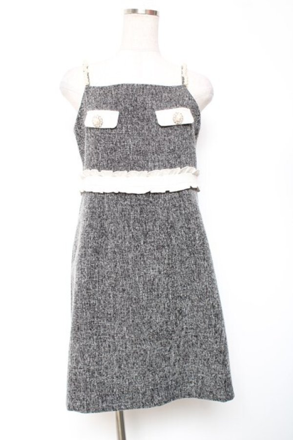 画像1: evelyn / パールショルダーワンピース  グレー Y-26-01-20-065-LO-OP-SZ-ZY (1)