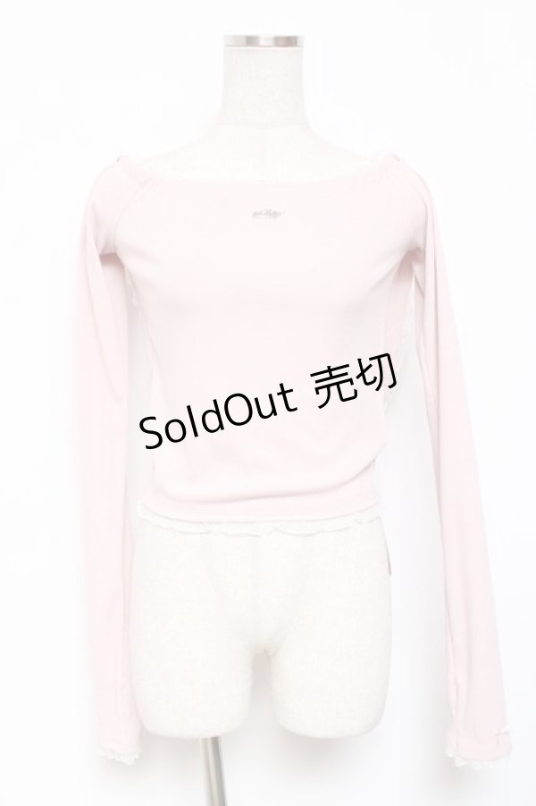 画像1: lilLilly / オフショルレースフーディトップス F ピンク Y-26-01-20-008-LO-TO-SZ-ZS (1)