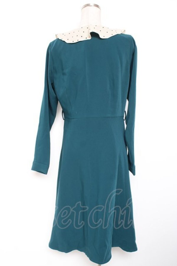 画像2: Fi.n.t / タイ付きドットクレリック衿ワンピース  グリーン Y-26-01-20-068-CA-OP-SZ-ZY (2)