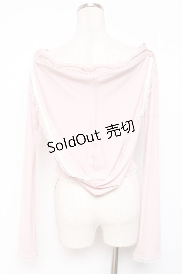 画像2: lilLilly / オフショルレースフーディトップス F ピンク Y-26-01-20-008-LO-TO-SZ-ZS (2)
