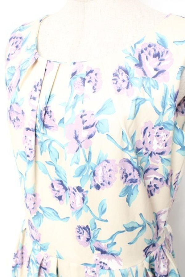 画像3: an another angelus / フラワープリントマルバックルベルトノースリーブワンピース  生成り Y-26-01-20-071-CA-OP-SZ-ZY (3)