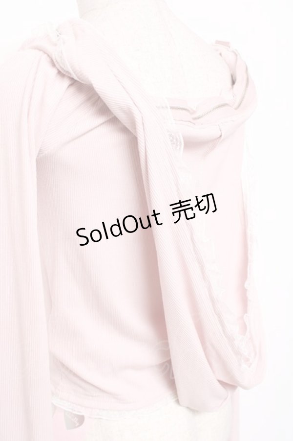 画像3: lilLilly / オフショルレースフーディトップス F ピンク Y-26-01-20-008-LO-TO-SZ-ZS (3)