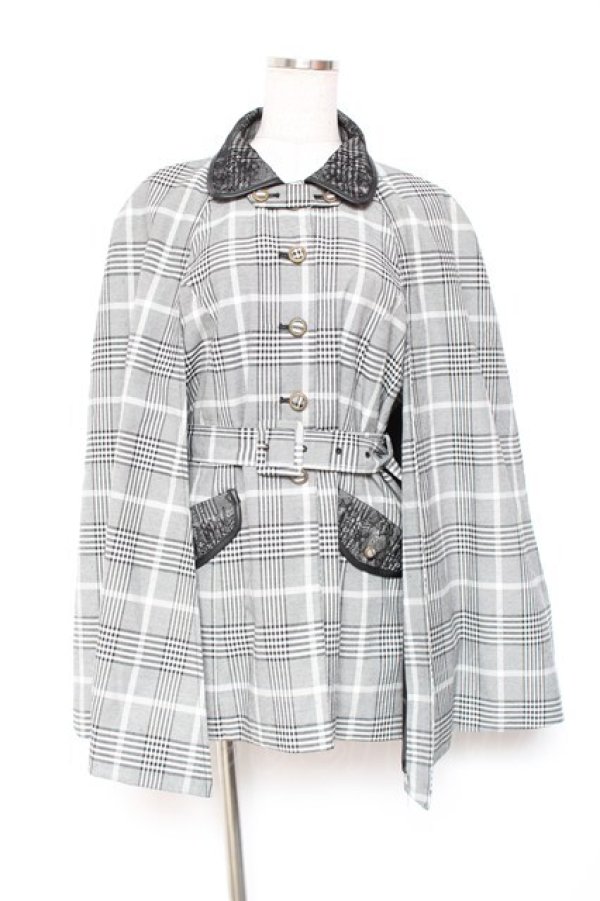 画像1: axes femme / パイピングケープコート M 黒 Y-26-01-20-074-AX-CO-SZ-ZY (1)