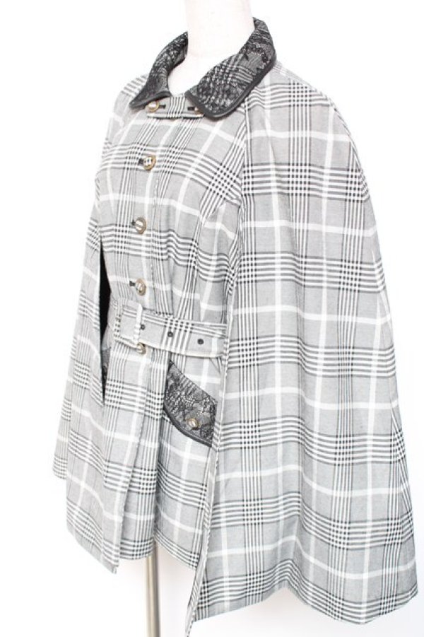 画像2: axes femme / パイピングケープコート M 黒 Y-26-01-20-074-AX-CO-SZ-ZY (2)