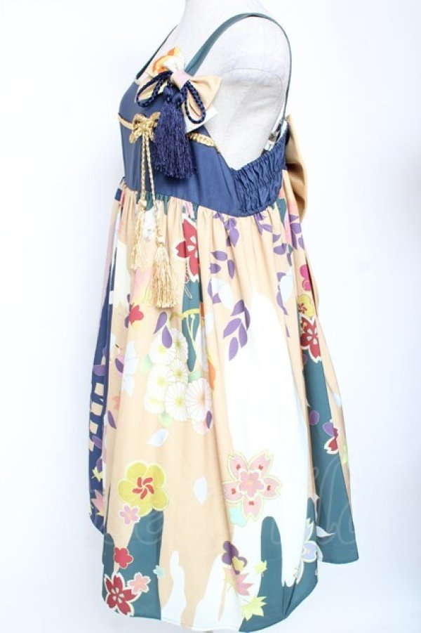 画像2: Cute.Q / 和風セーラージャンパースカート L 山吹 Y-26-01-20-075-EL-OP-SZ-ZY (2)