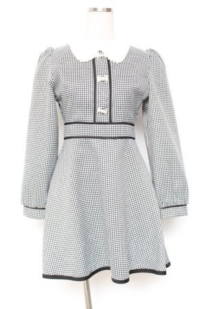 画像: evelyn / リボンビジュー襟ミニワンピース  黒 Y-26-01-20-085-LO-OP-SZ-ZS