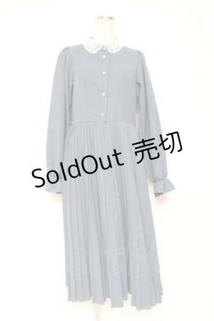 画像: m petit by misako / レース襟プリーツワンピース L ブルー Y-26-01-20-094-LO-OP-SZ-ZS