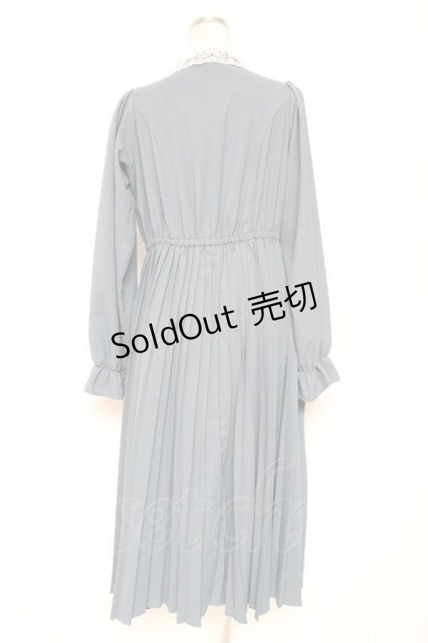 画像2: m petit by misako / レース襟プリーツワンピース M 青 Y-26-01-20-095-LO-OP-SZ-ZS (2)