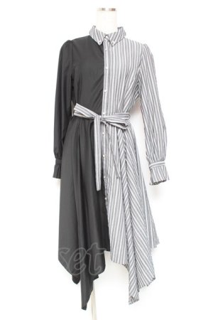 画像: axes femme / バイカラー長袖ワンピ M 黒 Y-26-01-20-096-AX-OP-SZ-ZY