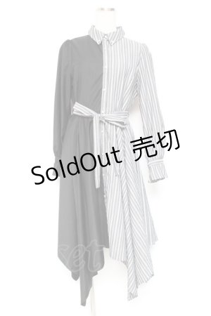 画像: axes femme / バイカラー長袖ワンピ M 黒 Y-26-01-20-096-AX-OP-SZ-ZS