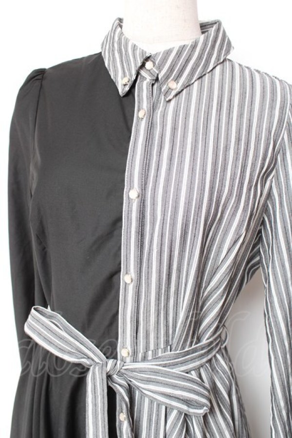 画像3: axes femme / バイカラー長袖ワンピ M 黒 Y-26-01-20-096-AX-OP-SZ-ZY (3)