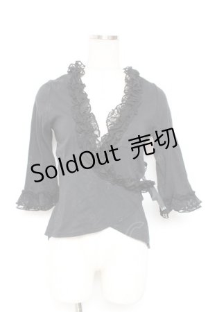 画像: h.naoto Blood / ローズクロスフリルボレロカーディガン  黒 Y-26-01-20-102-HN-TO-SZ-ZY