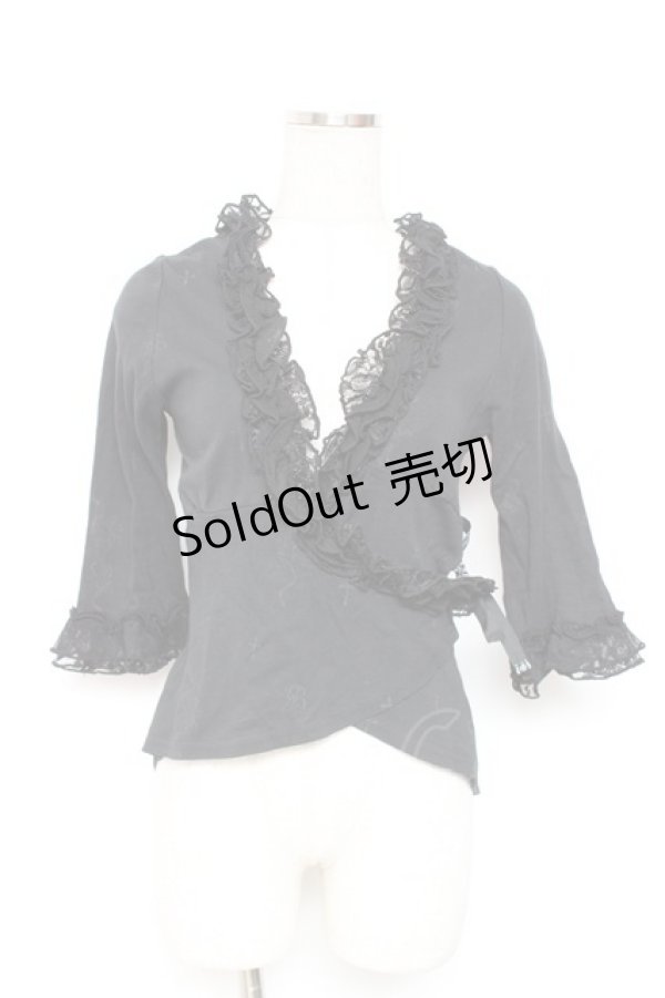 画像1: h.naoto Blood / ローズクロスフリルボレロカーディガン  黒 Y-26-01-20-102-HN-TO-SZ-ZY (1)