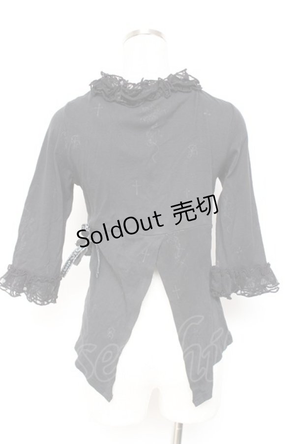 画像3: h.naoto Blood / ローズクロスフリルボレロカーディガン  黒 Y-26-01-20-102-HN-TO-SZ-ZY (3)