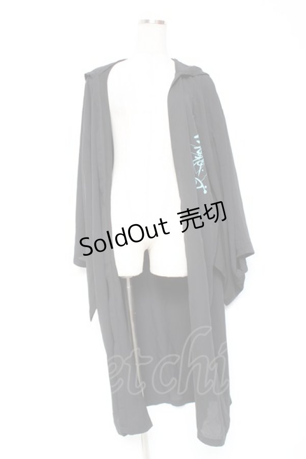 画像1: Deorart / フード付きプリントガウン  黒 Y-26-01-20-103-PU-TO-SZ-ZI (1)